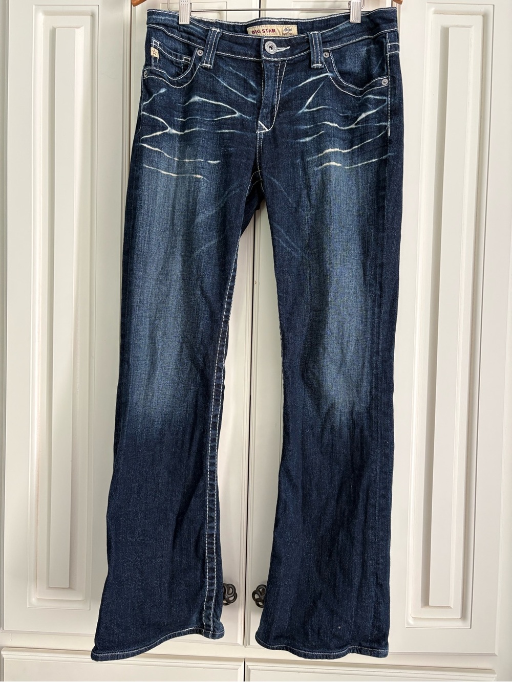 Big Star Dark Wash Hazel Curvy Fit Flare Jeans  Faded Mid Rise 28R Going Out
